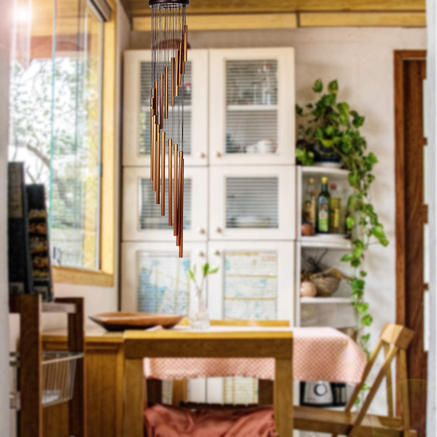 Wind Chimes Outdoor Wind Chimes 36" Garden Chimes with 18 Aluminum Alloy Tubes and 3 S Hooks for Garden Patio Decor(Golden)