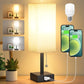 Bedside Table Lamp with 3 Levels Brightness - 2700/3500/5000K Small Lamp with USB C+A Ports, Nightstand Lamp with 3 Color Modes by Pull Chain, Bedroom Lamp for Living Read Work(Led Bulb Included)