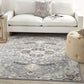 Elation Floral Grey 4' X 6' Area Rug, Easy Cleaning, Non Shedding, Bed Room, Living Room, Dining Room, Kitchen (4X6)