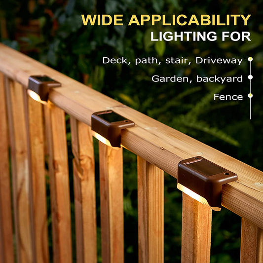 Solar Deck Lights Outdoor, 16 Pack Solar Step Lights LED Waterproof Solar Fence Lights Stair Lights for Railing, Deck, Patio, Yard, Post and Driveway, Warm White