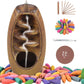 Ceramic Backflow Incense Holder Incense Burner Waterfall, with 120 Backflow Incense Cones & 30 Incense Stick, Aromatherapy Ornament Home Decor, Brown