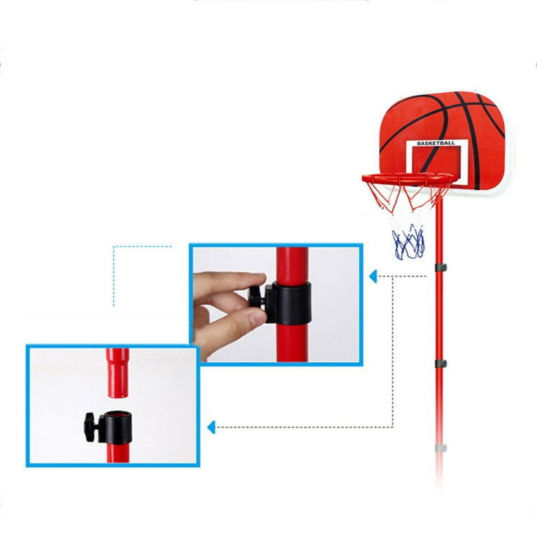 Toddler Basketball Hoop Stand Adjustable Height 2.2-5.6 ft - Mini Indoor Basketball Goal Toy with Ball & Pump for Baby Kids Boys Girls Outdoor Play Sport for Age 2-8 Years Old