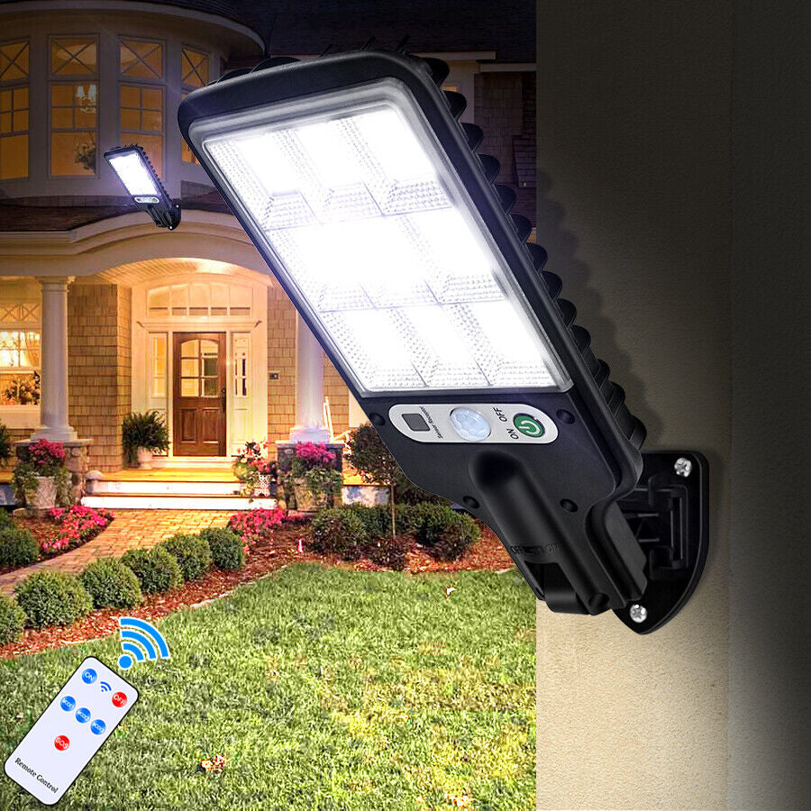 1200W LED Solar Flood Light Motion Sensor Security Wall Street Yard Outdoor Lamp