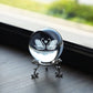 3D Engraving Crystal Double Swan Figurine with Love Heart Sphere 60Mm(2.3Inch) Crystal Ball Paperweight with Stand Base for Girls or Women