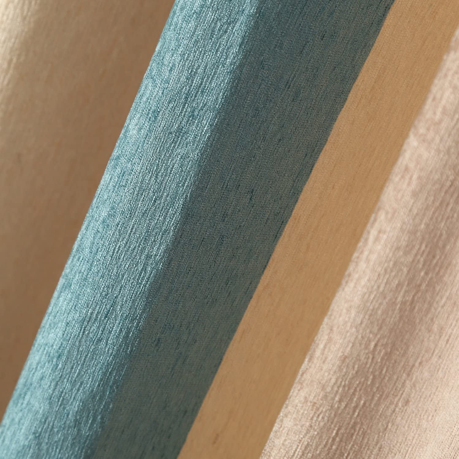 Bedroom Curtains Absolute Heat Insulation Chenille Vertical Striped Color Window Curtains Living Room Buttonhole Curtains Single Panel (W52Xl84, Blue)