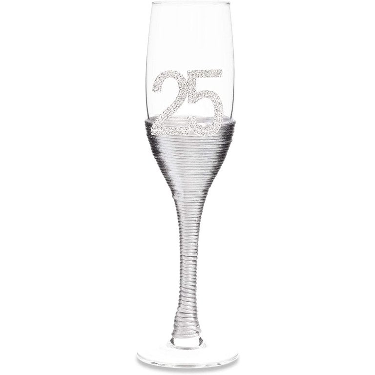 Set of 2 25th Wedding Anniversary Champagne Flutes Glasses for Mr and Mrs Toasting Party Celebration Gift