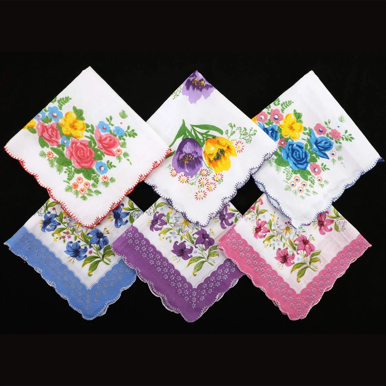 Women Soft Pocket Handkerchiefs Ladies Hankies Vintage Floral Print Handkerchiefs (30 Pieces)