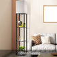 Column Floor Lamp with Shelves, Modern Shelf Floor Lamp with 9W LED Bulb, 3 Tier Storage Display Standing Reading Lamp Narrow Corner Nightstand Light for Bedroom Living Room, Black