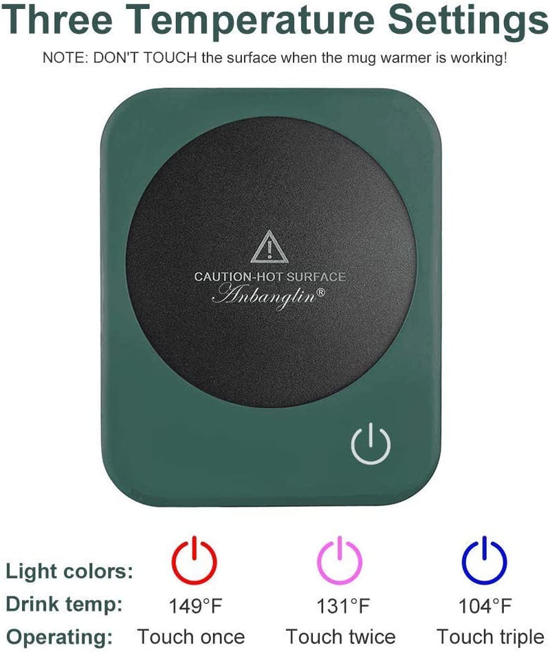 Mug Warmer for Desk, Coffee Mug Warmer with Auto Shut Off,  Coffee Warmer for Coffee Milk Tea, Candle Wax Cup Warmer Heating Plate (Green-No Mug)