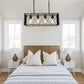 Kitchen Island Lighting Farmhouse Chandelier, 4-Lights Dining Room Light Fixtures 25.19'' Industrial Black Metal Rustic Rectangular Chandeliers for Living Room Bedroom Foyer Hallway Restaurant