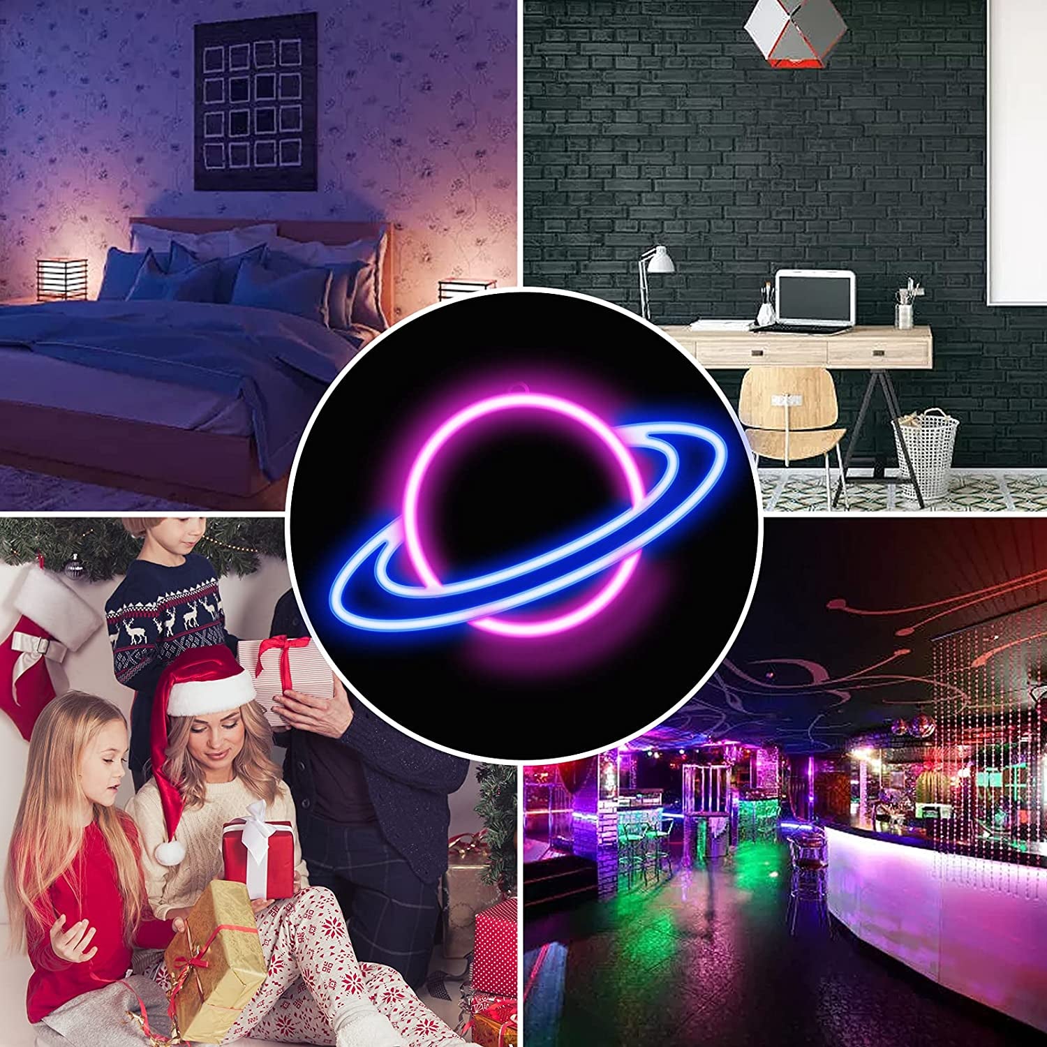 Neon Signs Planet Neon Sign, LED Neon Light Sign for Wall Decor, USB Powered Aesthetic Neon Signs for Bedroom, Cool Room, Kids Room, Bar, Festival, Birthday, Wedding, Party Decoration