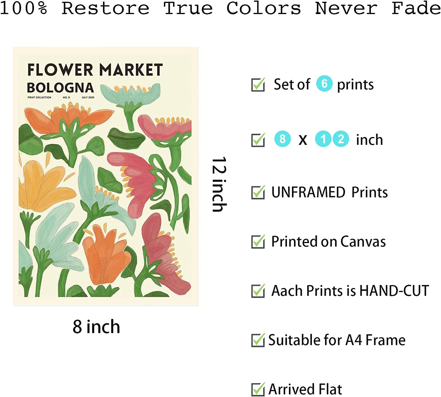 Flower Market Poster Matisse Wall Art Botanical Art Prints Wall Art for Living Room Posters for Room Aesthetic 8 X 12 Inch UNFRAMED