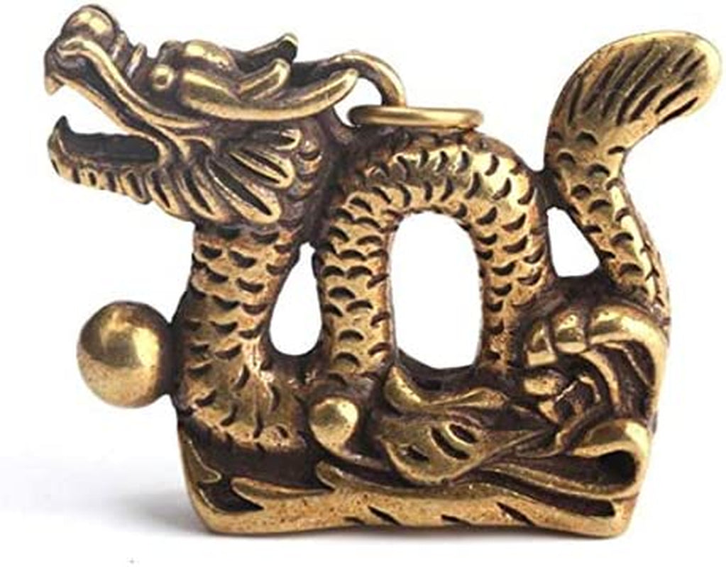 1.5Inch Fengshui Good Luck Chinese Antiques Collectible Pure Bronze Brass God Folk Exorcise Evil Chinese Zodiac Dragon Amulet Pendant Figurine Wealth Lucky Figurine Gift & Home Decor