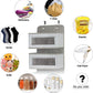 Over the Door Hanging Organizer with 5 Large Pockets - Wall Mount Pantry Storage with Clear PVC Window & 2 Big Metal Hooks for Closet,Bathroom,Nursery,Bedroom,Dorm,Baby Diapers,Kids Toys (Gray)