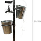 Solar Faucet Garden Stake with Two Planters, LED Lights Flowing Water Retro Metal Faucet Yard Stake Outdoor Plant Holder Flower Pots for Lawn Garden Decorations