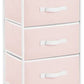 Mdesign Storage Dresser Furniture Unit - Tall Baby and Kid Standing Organizer Tower for Bedroom, Nursery, Playroom, and Closet - 4 Drawer Removable Fabric Bins - Pink/White