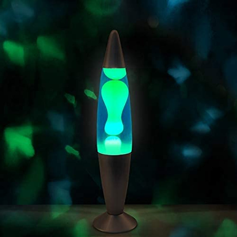 16-Inch Beautiful Lamp with Wax That Flows like Lava (Blue with Yellow/Green Wax, 16 Inch), Relaxing Night Light Nighlight Home Decor Living Room Office Bedroom Lamp for Adults, Teens, and Kids