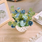 Artificial Rose Flowers in Ceramic Vase Blue, Faux Hydrangea Flower Arrangements for Home Decor Fake Flowers with Vase for Table Centerpieces Decoration
