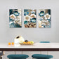 Lotus Flower Canvas Wall Decor Living Room White and Indigo Blue Floral Picture Wall Art for Dining Room Bedroom Bathroom Kitchen Prints Paintings for Home Decorations