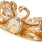 24K Gold Plated Loving Swans Figurine Clock Table Top Ornament for Home Office Desk Bedroom Decor Gift for Valentine'S Day Birthday Mother'S Day Anniversary Christmas Housewarming Present