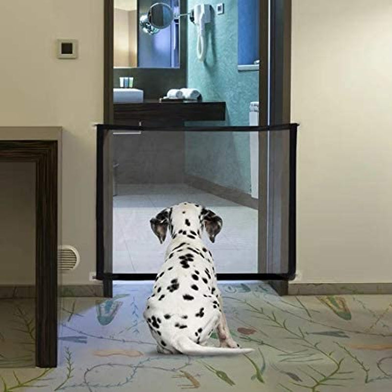 Mesh Dog Gate, Magic Gate for Dog, Portable Folding Pet Gate, Safety Guard for Pet, Safety Fence for House Stair Doorway Door, Black, 28.3*43.8In