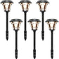 6 Pack 25 Lumen Solar Powered Pathway Lights, Super Bright SMD LED Outdoor Lights, Stainless Steel & Glass Waterproof Light for Landscape, Lawn, Patio, Yard, Garden, Deck Driveway, Warm White