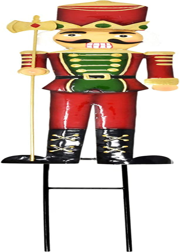 Christmas Nutcracker Yard Stakes 2 Pack Metal Soldier Outdoor Decorations Lawn Decor for Holiday Signs Pathway Driveway Nutcrackers 27.5" Tall