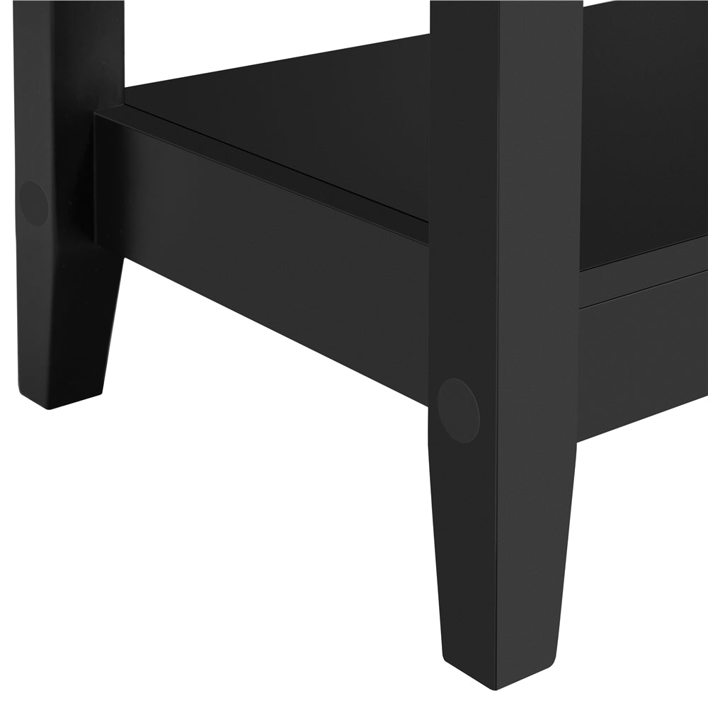 3-Drawer Wooden Console Table Entryway Table with Storage Shelf Pine Wood Legs, Black
