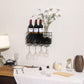 Wall Mounted Metal Wine Rack,Hanging Stemware Glass Holder,Wine Corks Storage Wine Kitchen Storage Rack,Modern Home Kitchen Decor,Black