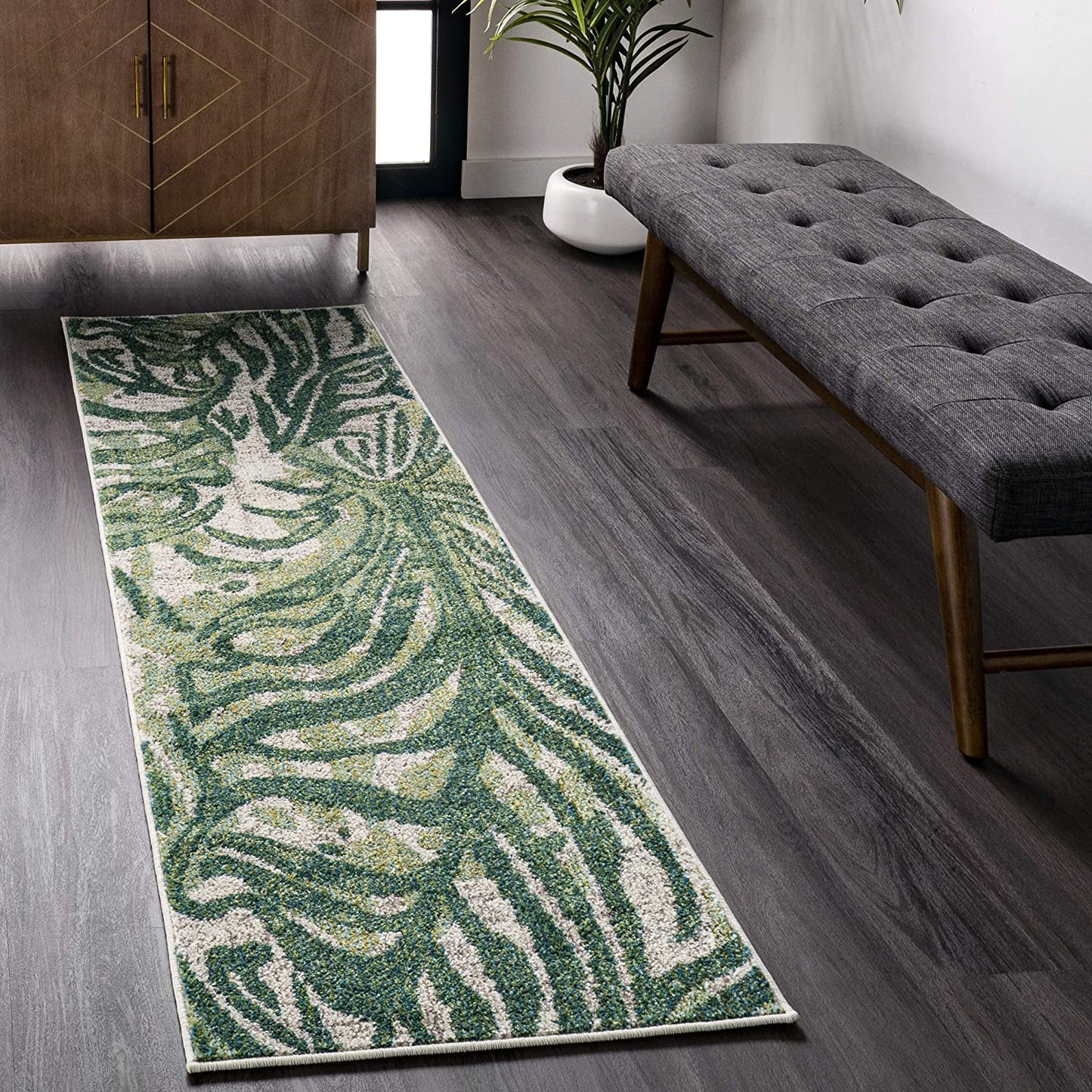 Cali Abstract Leaves Area Rug, 3' X 5', Green