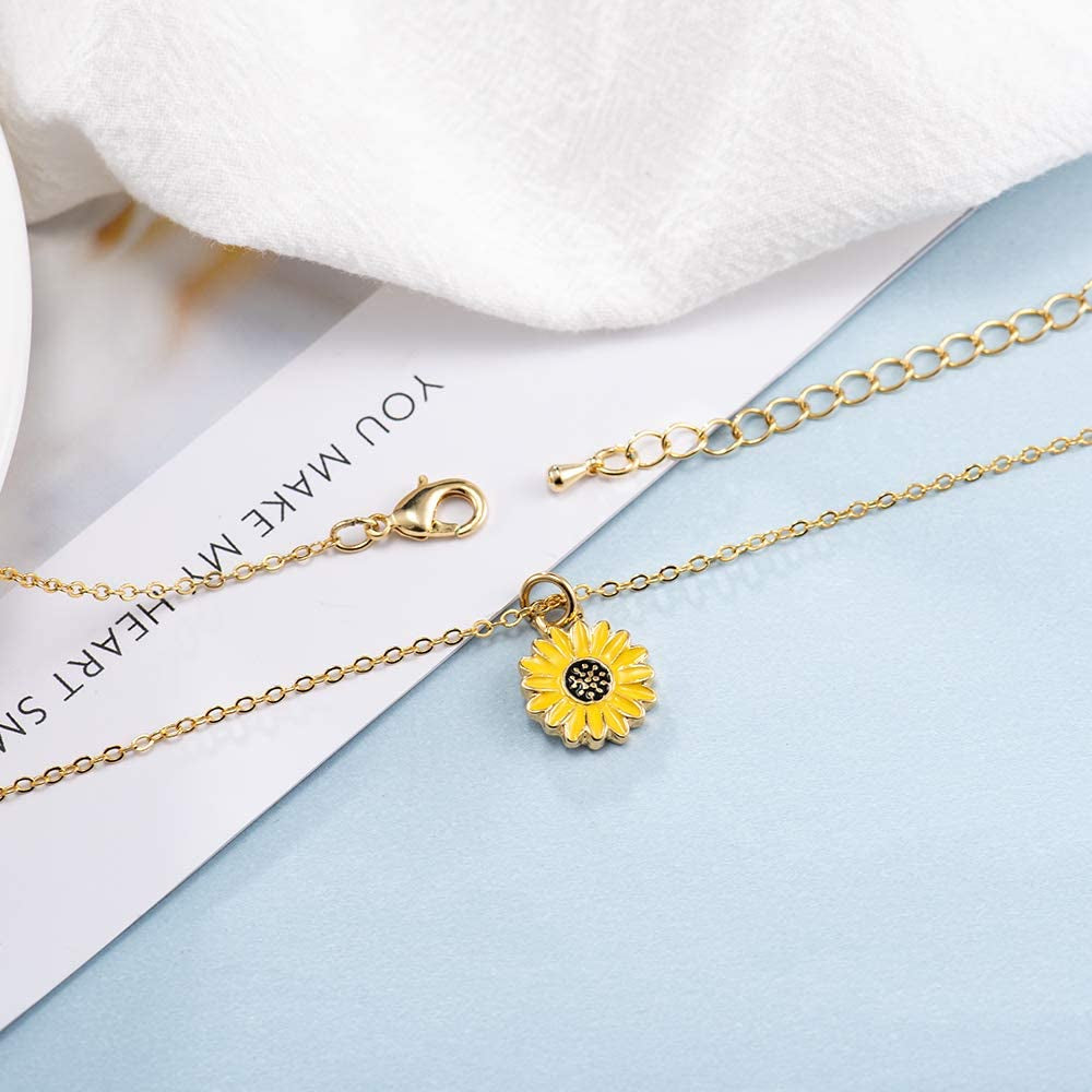 Jeka Handmade Sunflower Boho Bracelet Friendship Jewelry for Women Girl 2 Set