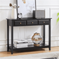 Topeakmart 3-Drawer Wooden Console Table Entryway Table with Storage Shelf Pine Wood Legs, Black