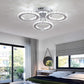 Deckrico Modern Crystal Chandelier Flush Mount Stainless Steel Pendant Ceiling Lamp 3-Rings round LED Light Fixtures for Living Room Bedroom Restaurant Porch Dining Room (Cool White)