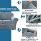 Modern Velvet Plush 4 Piece High Stretch Sofa Slipcover Sofa Cover Furniture Protector Form Fit Luxury Thick Velvet Sofa Cover for 3 Cushion Couch, Machine Washable (Sofa,Stone Blue)