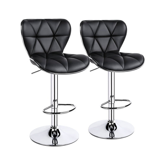 Alden Design Adjustable Midback Faux Leather Bar Stool, Set of 2, Black