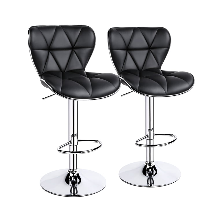 Alden Design Adjustable Midback Faux Leather Bar Stool, Set of 2, Black