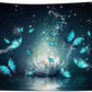 HVEST Trippy Water Lily Tapestry Wall Hanging Magic Butterfly Flying in Teal Ocean Natural Scenery Art Tapestries for Living Room Bedroom Teen Dorm Girl Yoga Room Wall Decor Poster,60X40 Inches