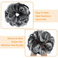 Hair Bun Extensions Messy Curly Hair Scrunchies Hairpieces Synthetic Donut Updo Hair Pieces for Women Girls 1PCS Natural Black Mix White