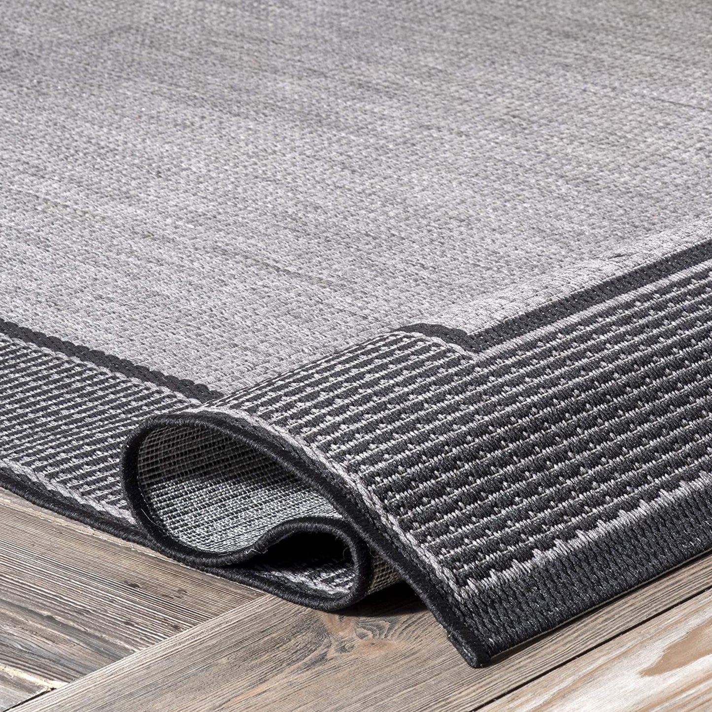 Gris Border Indoor/Outdoor Area Rug, 10' X 13', Grey