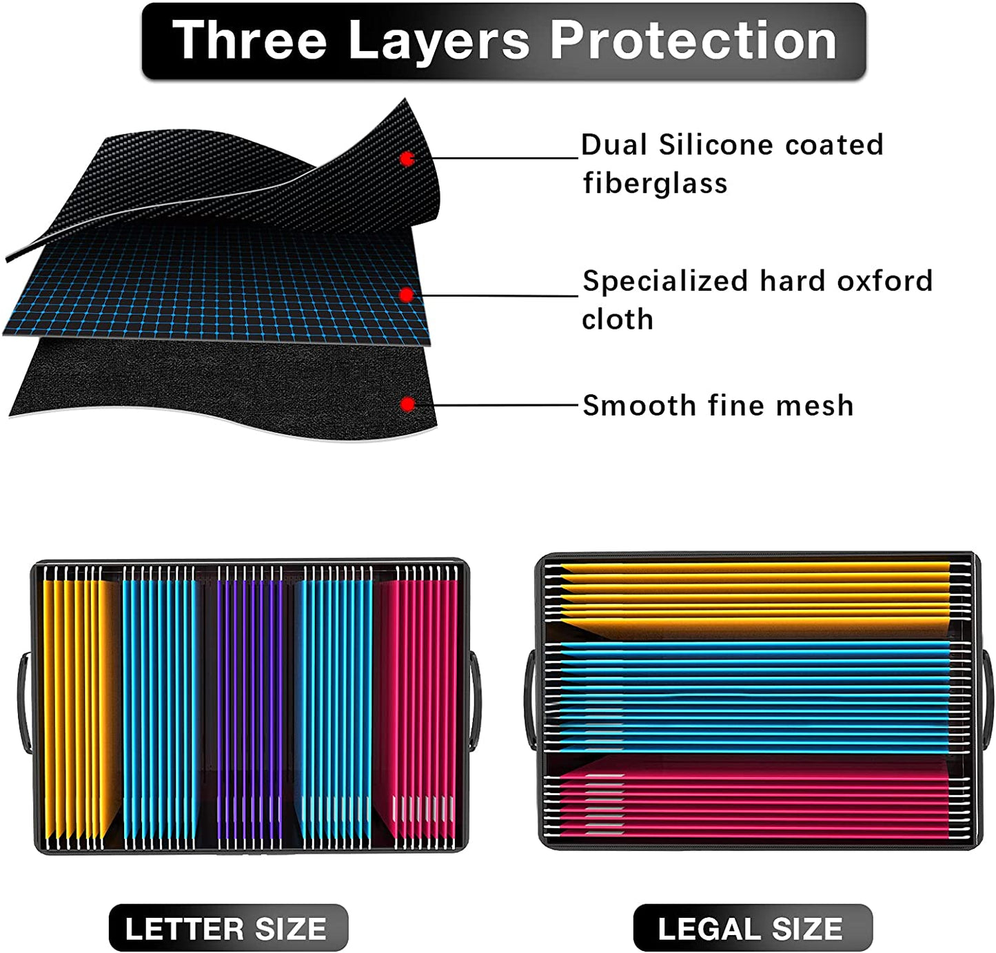 File Box with Lock,File Folder Organizer, Fireproof Document Organizer,Waterproof, Anti-Static, Multi-Layer/ Pockets, Fireproof Document Box for Letter & Legal Size Folder/Books Storage