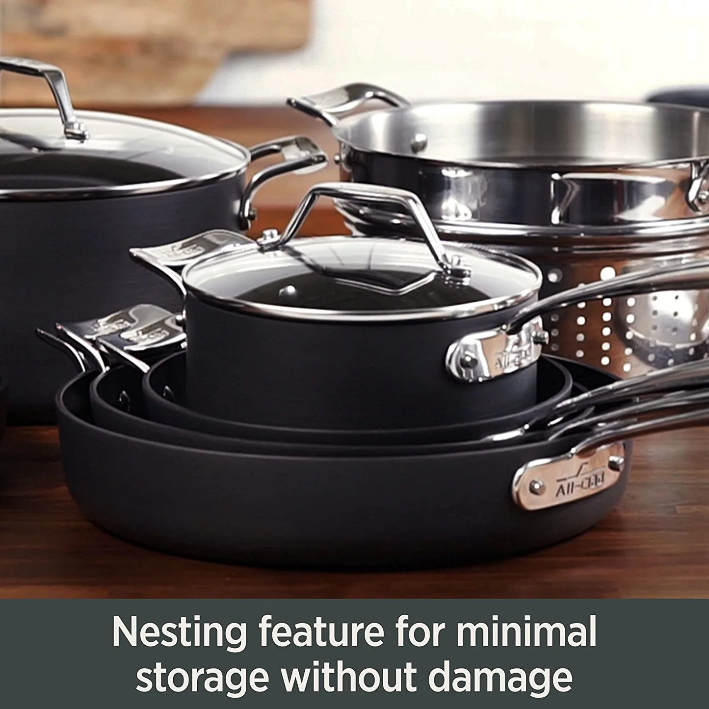 Essentials Nonstick Hard Anodized 8.5 and 10.5-Inch Fry Pans, 2 Piece, Grey