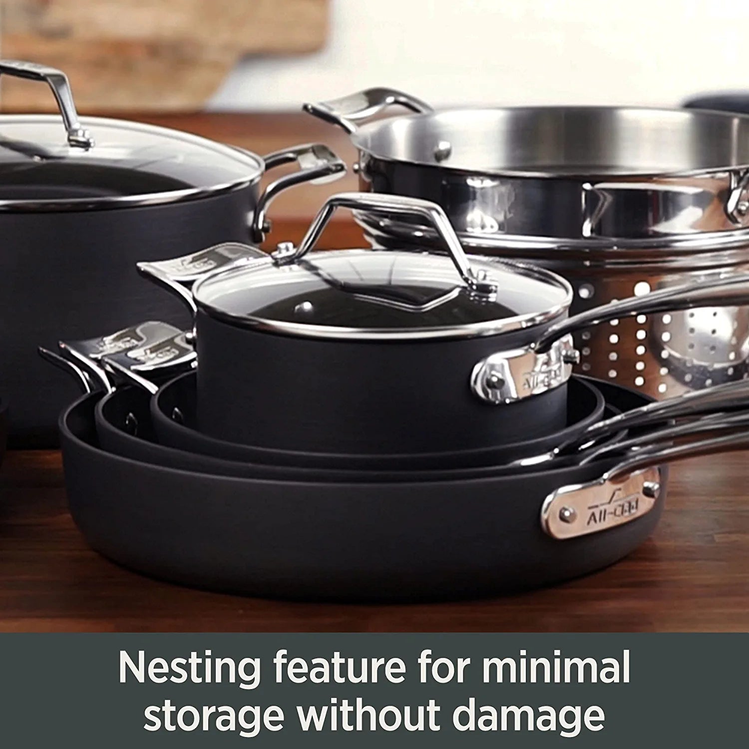 Essentials Nonstick Hard Anodized 8.5 and 10.5-Inch Fry Pans, 2 Piece, Grey