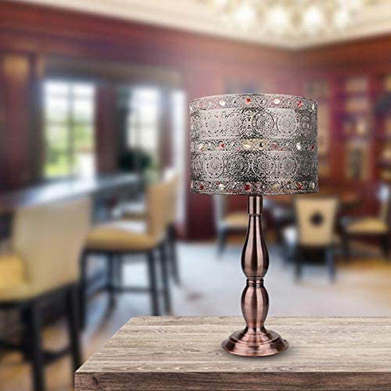 18 Inch Tall DIY Industrial Art Deco Retro Creative All Metal Table Lamps Bedroom,  Large Bronze Baroque Vintage Lights for Living Room