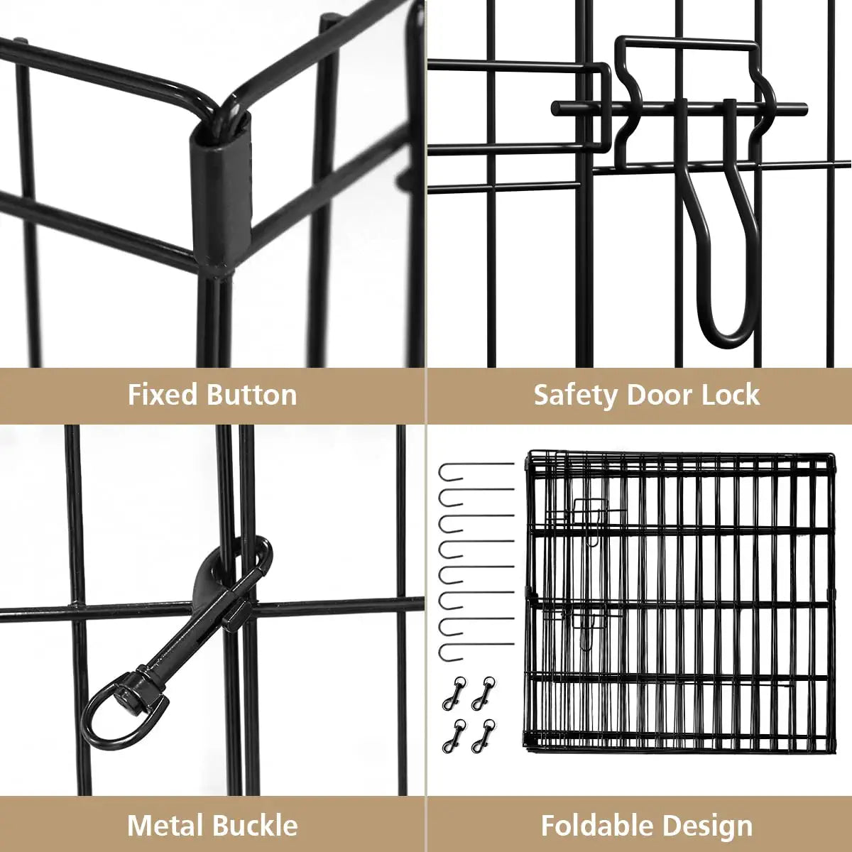 Pet Playpen Puppy Playpen Kennels Dog Fence Exercise Pen Gate Fence Foldable Dog Crate 8 Panels 24 Inch Kennels Pen Playpen Options Ideal for Pet Animals Outdoor Indoor (24 Inch)