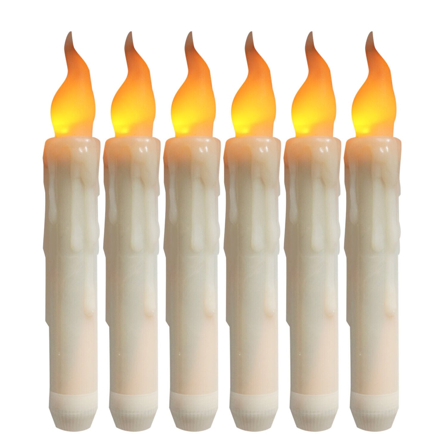 6Pcs 6.7'' Flickering Battery Operated Candlesticks Window LED Flameless Candles