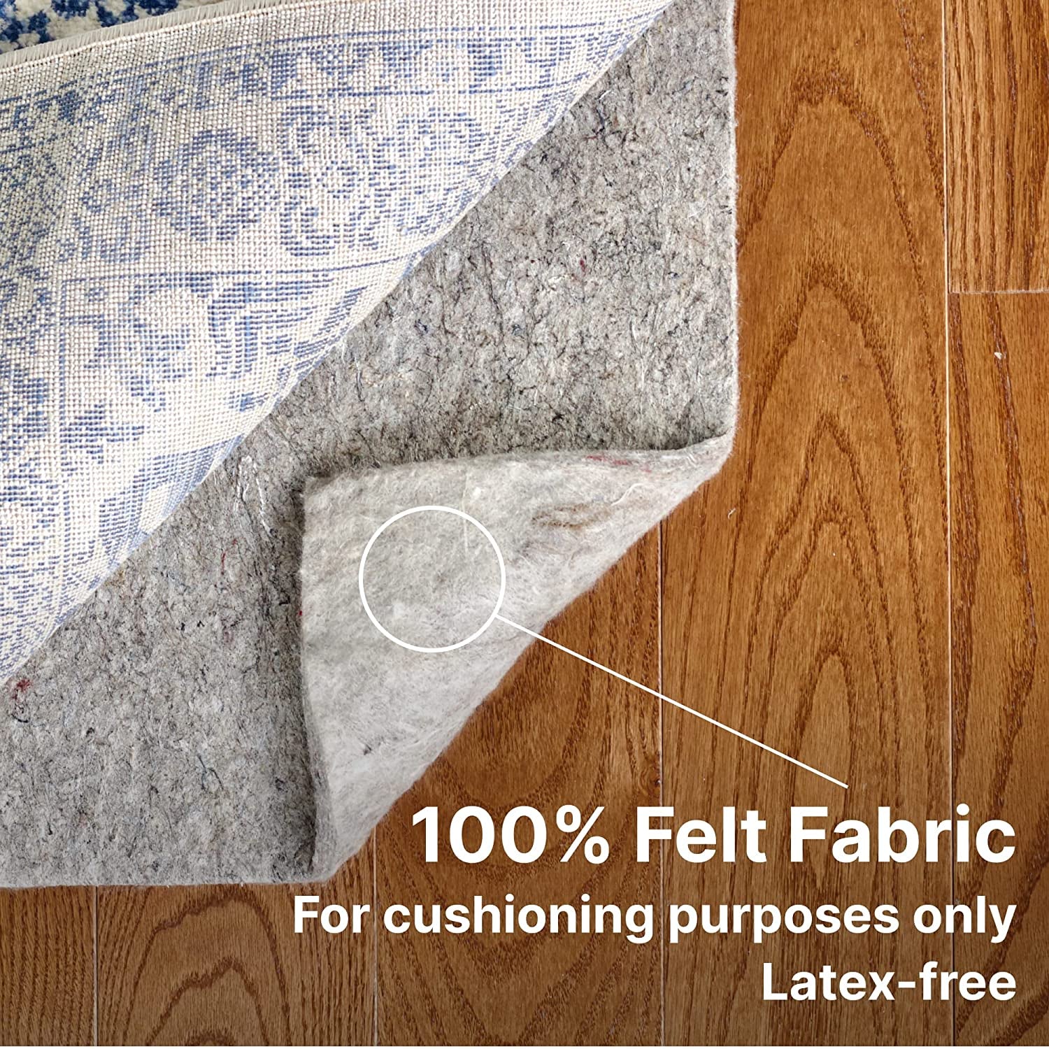 , Basics, 8'X10', 1/4" Thick, 100% Felt, Protective Cushion Rug Pad, Available in 4 Thicknesses, Optional Rubber Backing, Safe for All Floors and Finishes