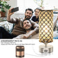 Touch Control Crystal Table Lamps Set of 2, Nightstand Sliver Lamps with 2 USB Charging Ports, Modern Dimmable Desk Lamps for Bedrooms (LED Bulb Included)