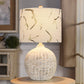 L13867DSAM Rattan, Natural with Wash, White, Seagull Print Table Lamp