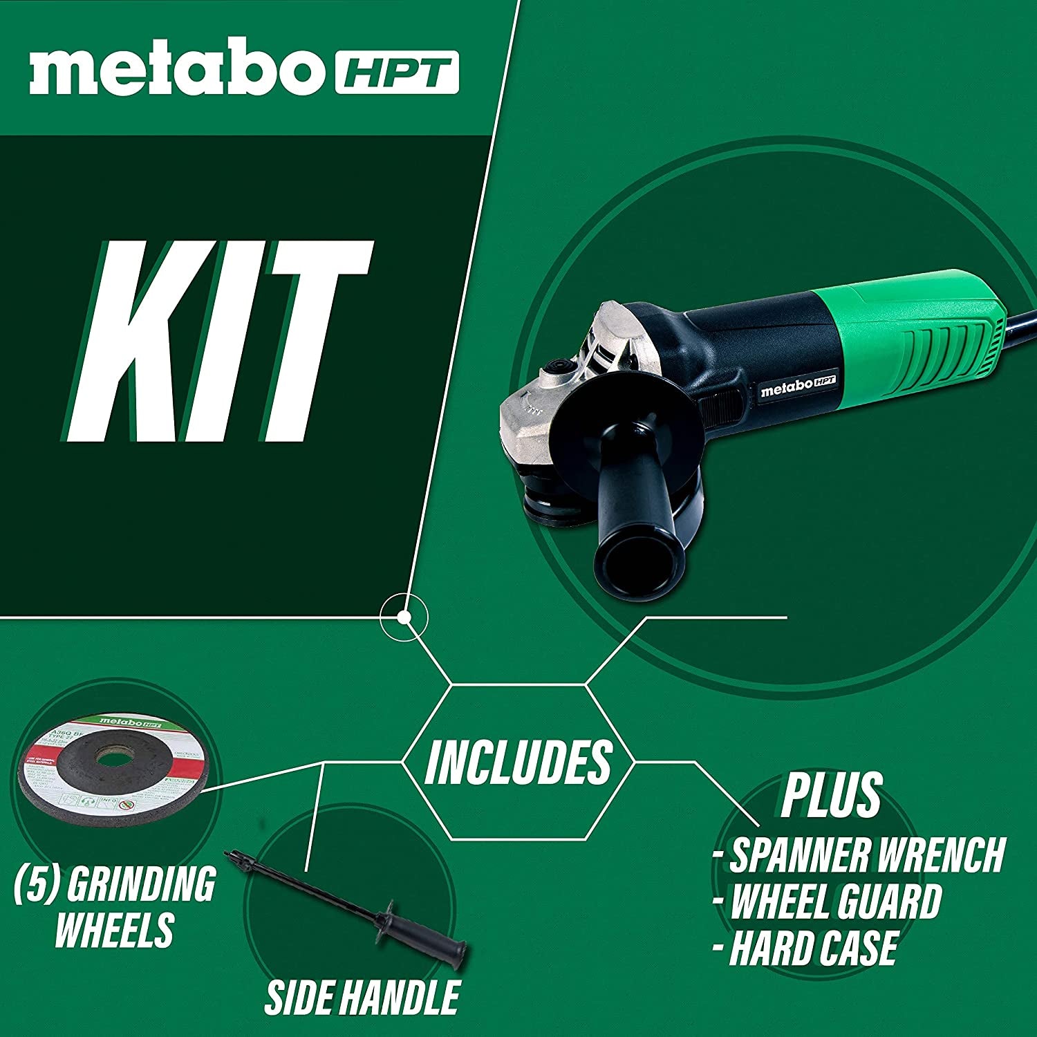 Angle Grinder | 4-1/2-Inch | Includes 5 Grinding Wheels & Hard Case | 6.2-Amp Motor | Compact & Lightweight | G12SR4