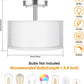 3-Light Semi Flush Mount Ceiling Light Fixture, Drum Light with Double Fabric Shade, Modern Close to Ceiling Lights for Living Room, Bedroom, Dining Room, Kitchen, Hallway, Entry, Foyer